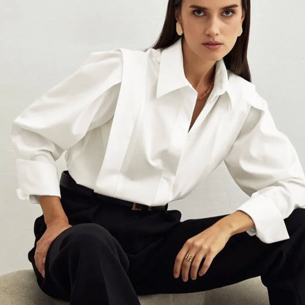 COMMENSE 🤍  Oversized Button Down Shirt - Size S